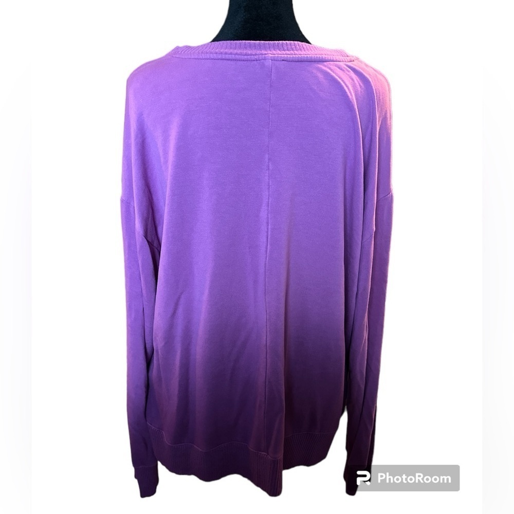 Splendid Womens Pullover Sweater Purple Ombré Long Sleeve Crew Neck XL - Picture 4 of 6
